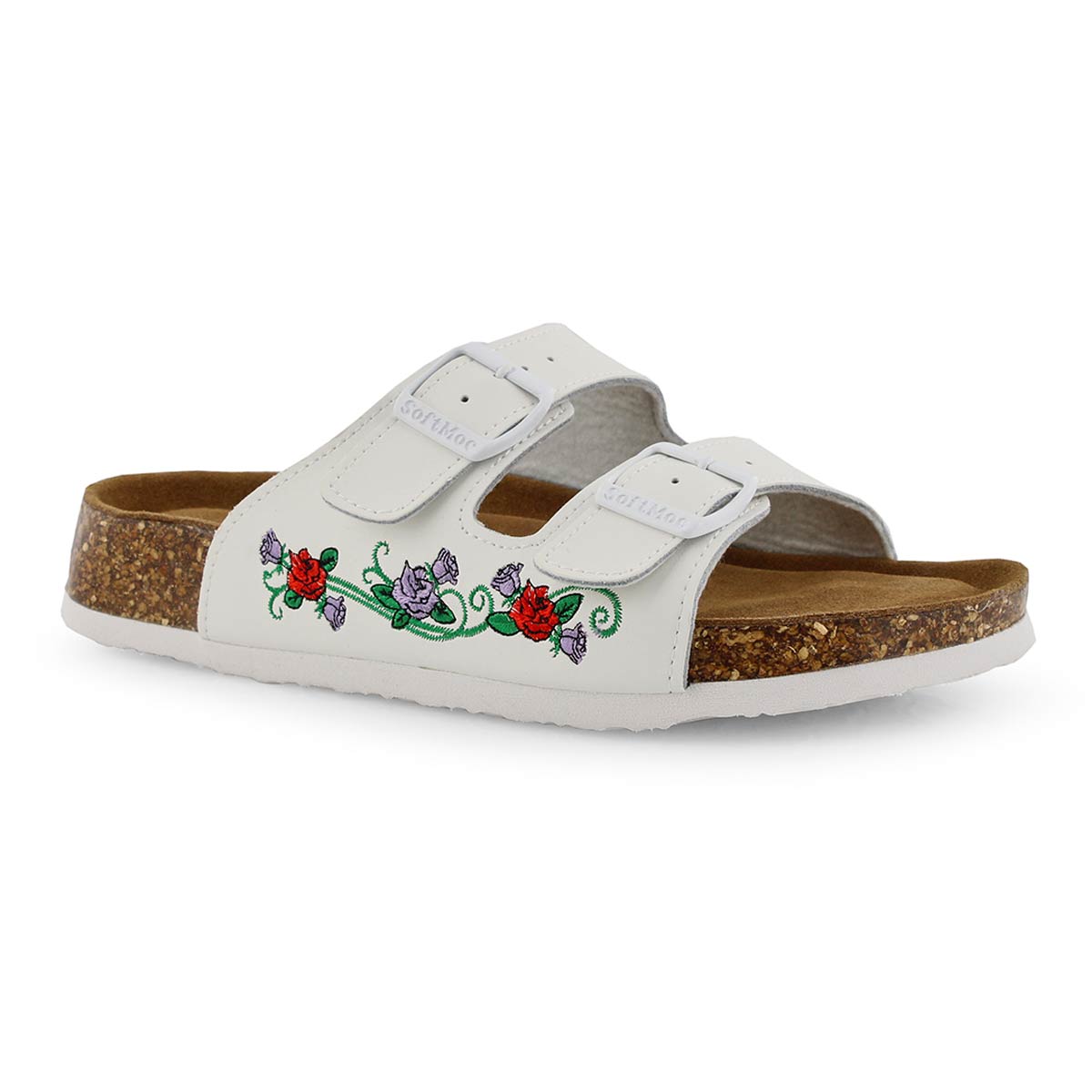 Lds Arya 5 wht rose mem foam slide sndl