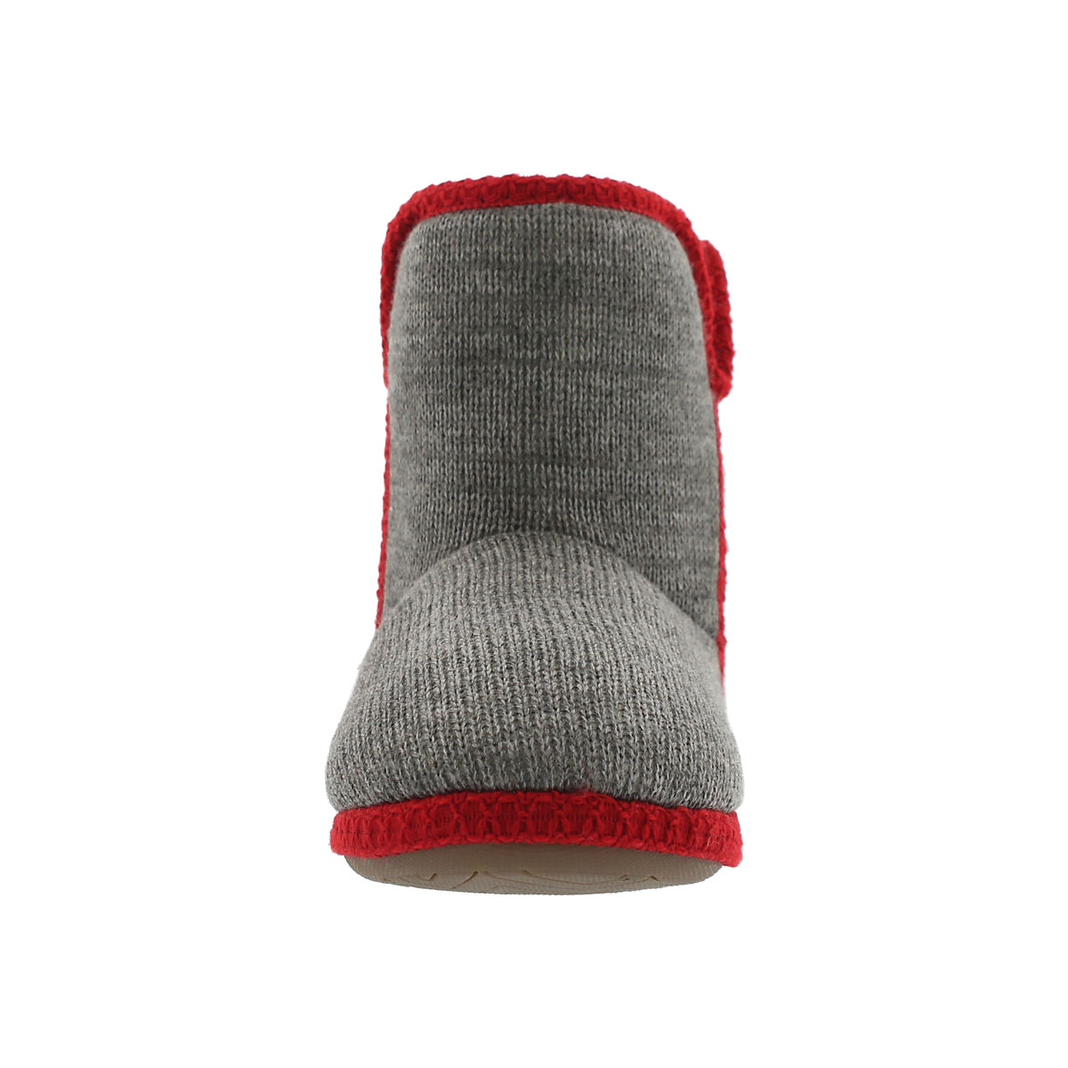 Lds Audrey grey/red bootie slipper