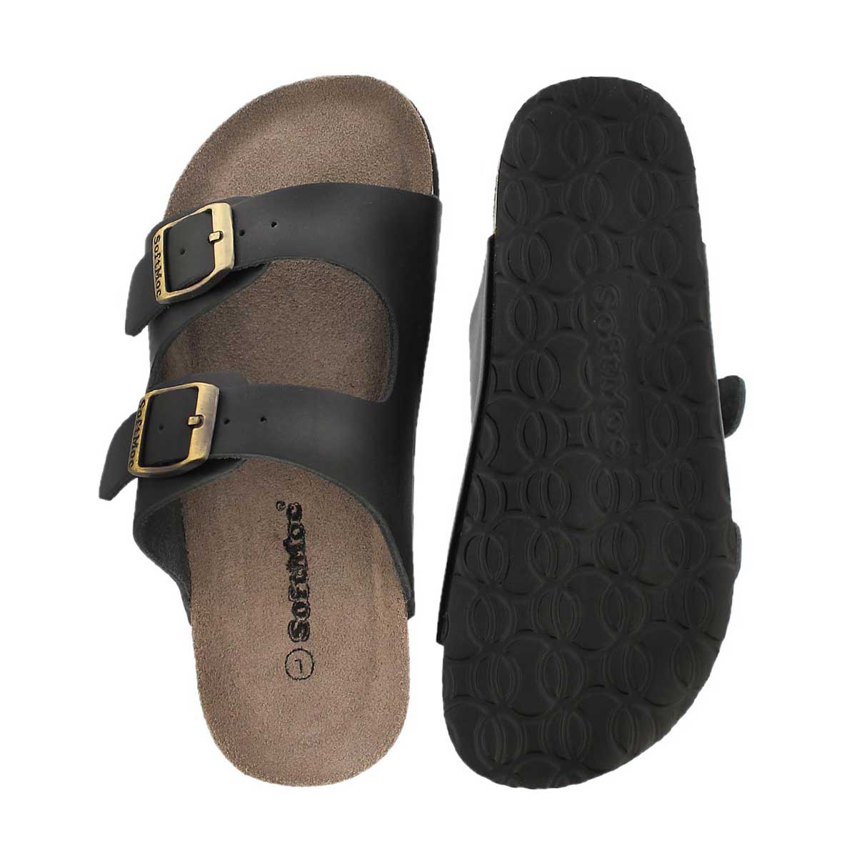 Kds Aurora 2 black 2 strap slide sandal
