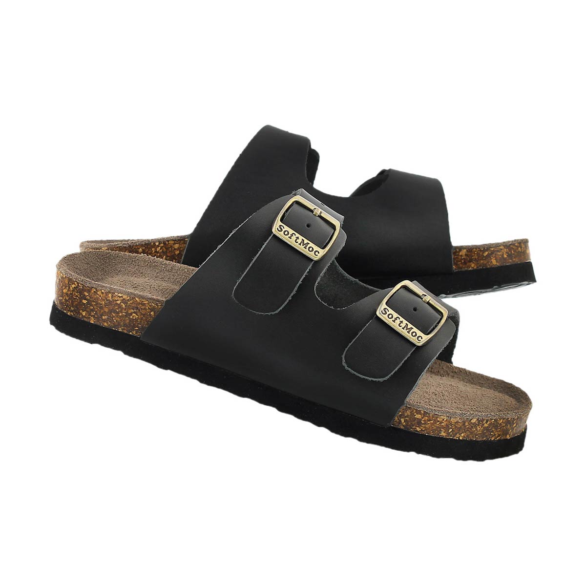 Kds Aurora 2 black 2 strap slide sandal