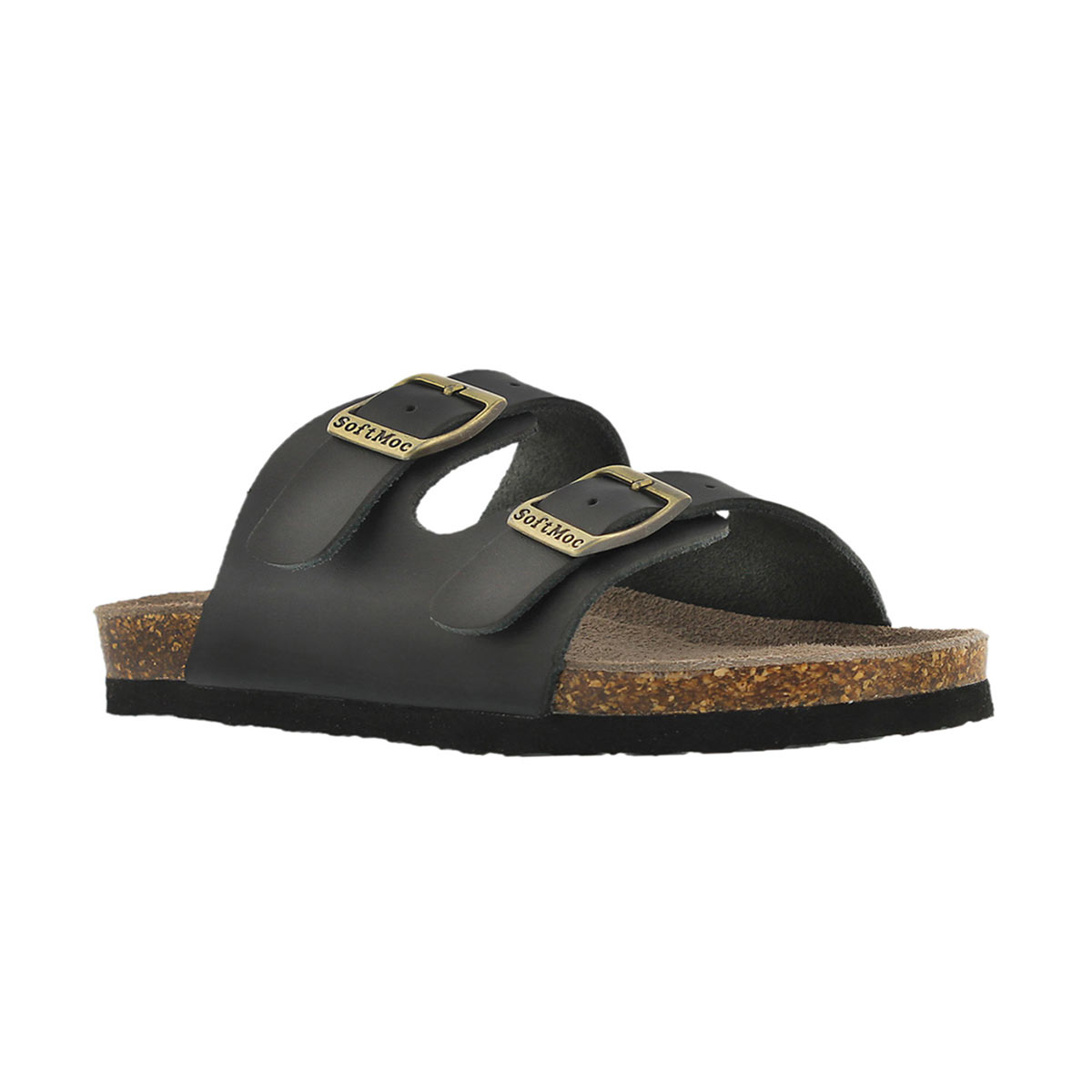 Kds Aurora 2 black 2 strap slide sandal
