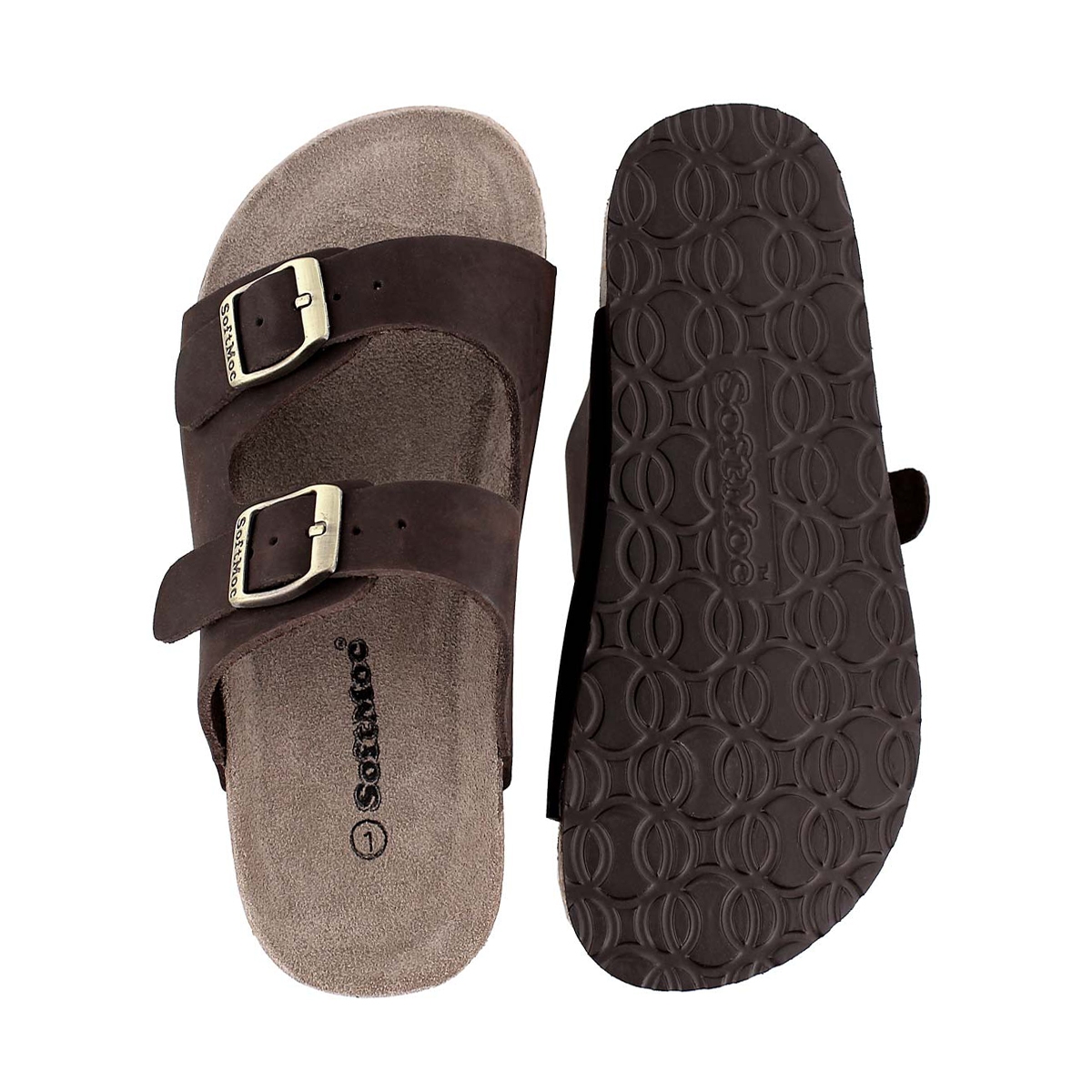 Kds Aurora 2 brown 2 strap slide sandal