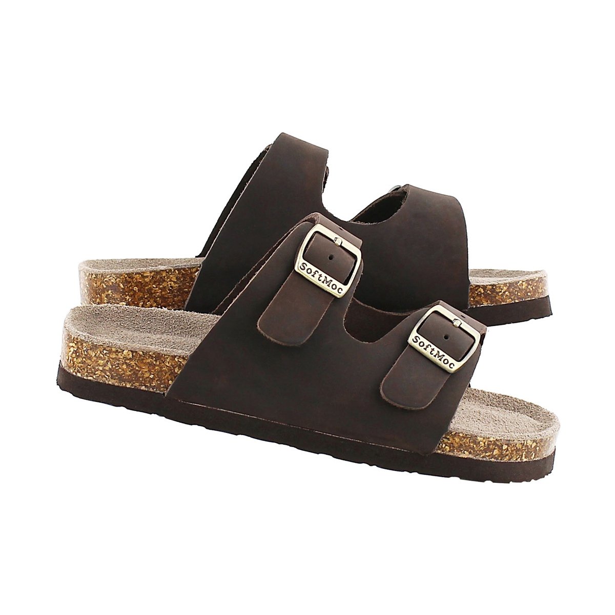 Kds Aurora 2 brown 2 strap slide sandal