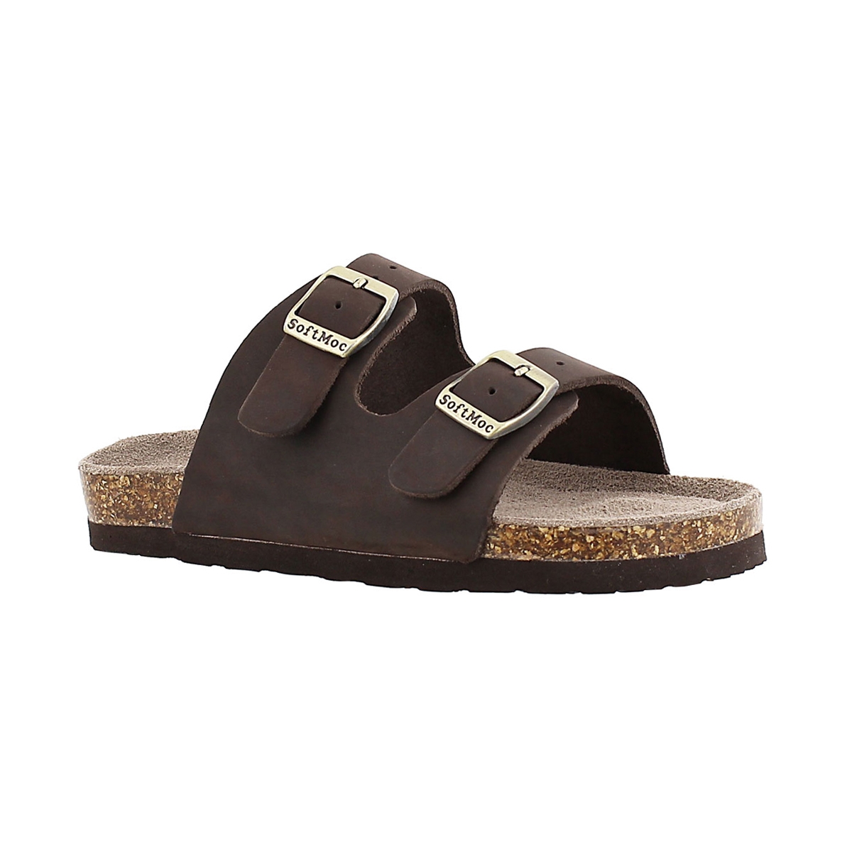 Kds Aurora 2 brown 2 strap slide sandal