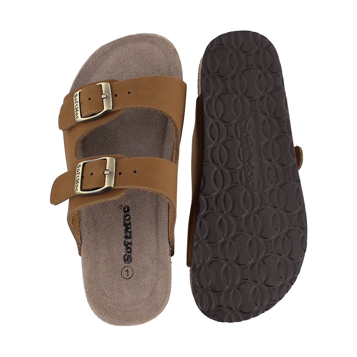 Kds Aurora 2 tan 2 strap slide sandal