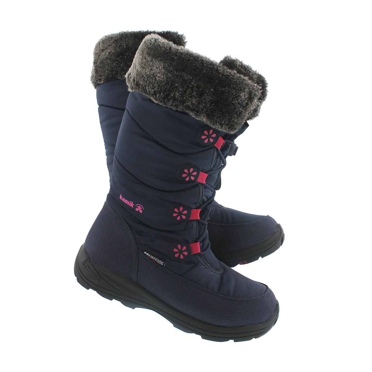 Grls Ava navy tall bungee winter boot