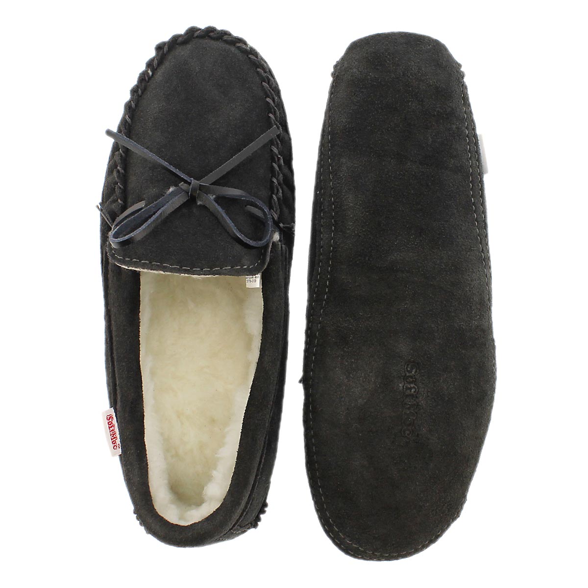 Mns grey suede fur lined moccasin