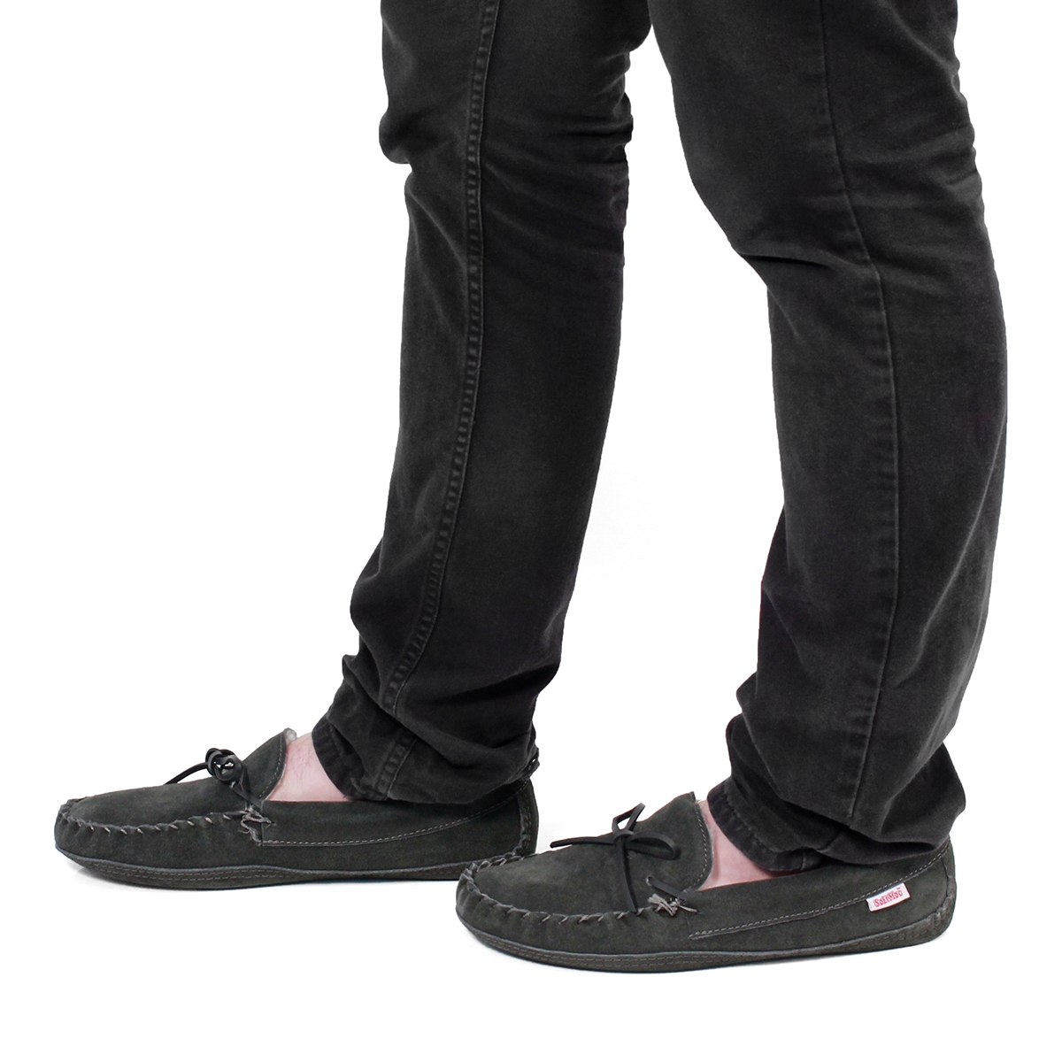 Mns grey suede fur lined moccasin