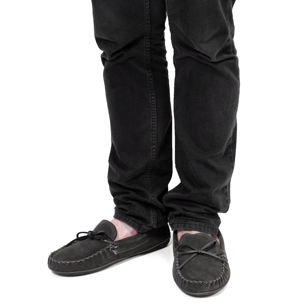 Mns grey suede fur lined moccasin