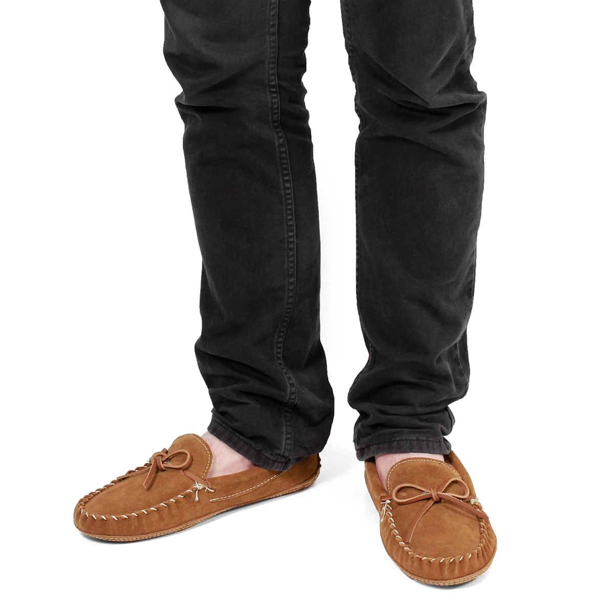Mns mocha suede fur lined moccasin