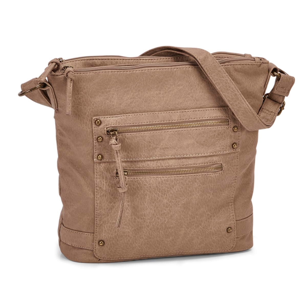Lds sand double side zip crossbody bag