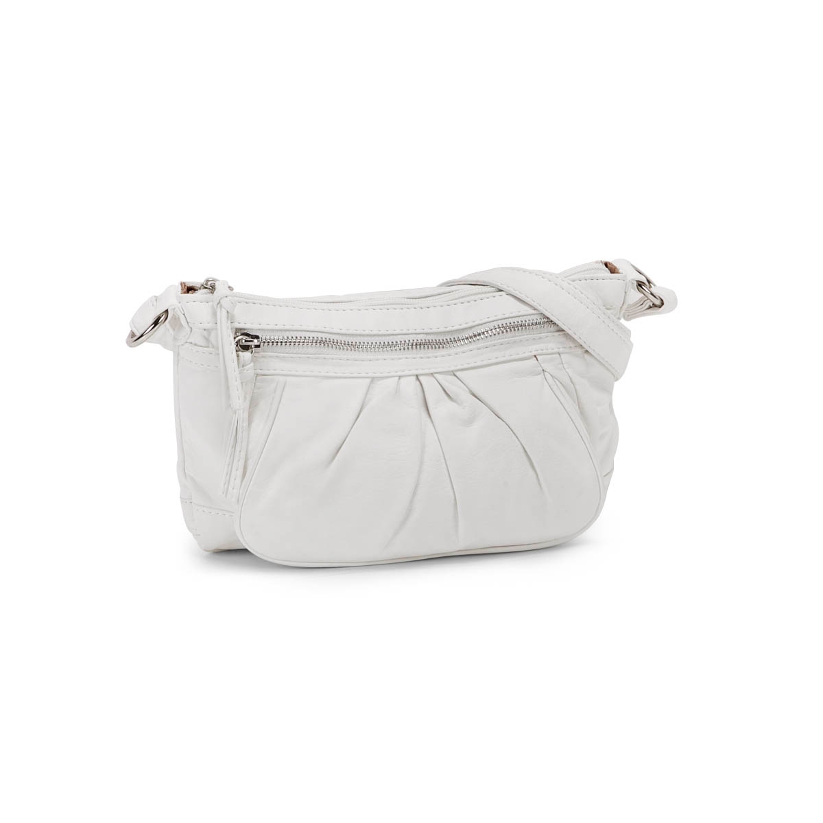 Lds white pearlized crossbody bag