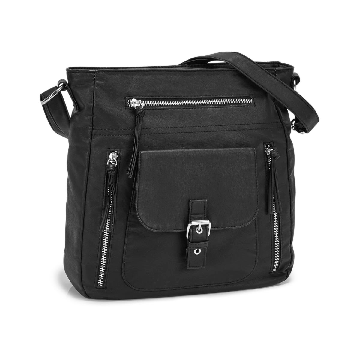 Lds black smooth crossbody bag