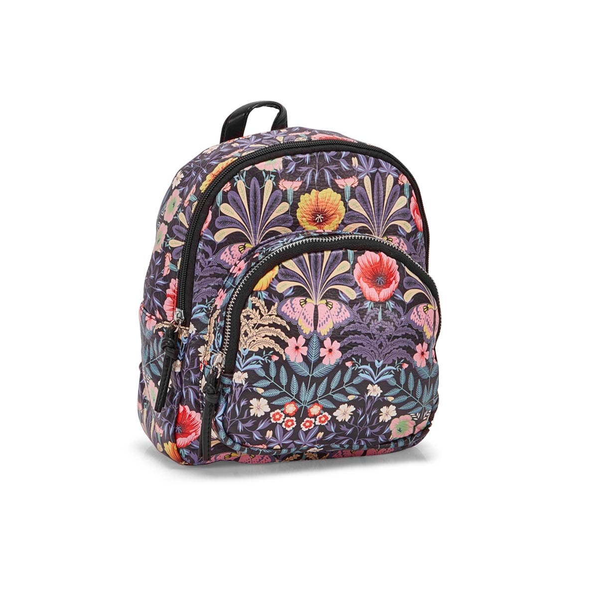 Lds blk flower/butterfly backpack