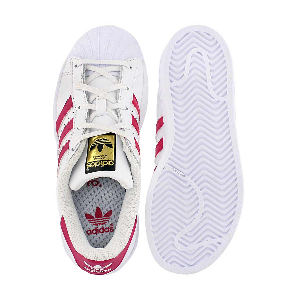 Grls Superstar wht/pnk sneaker