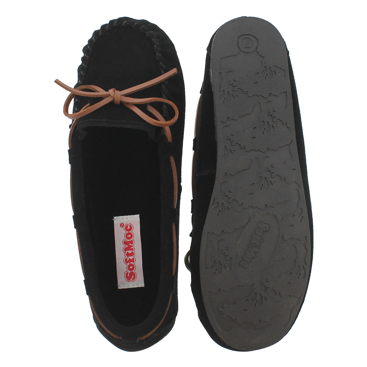 Lds Bae blk suede unlined ballerina moc