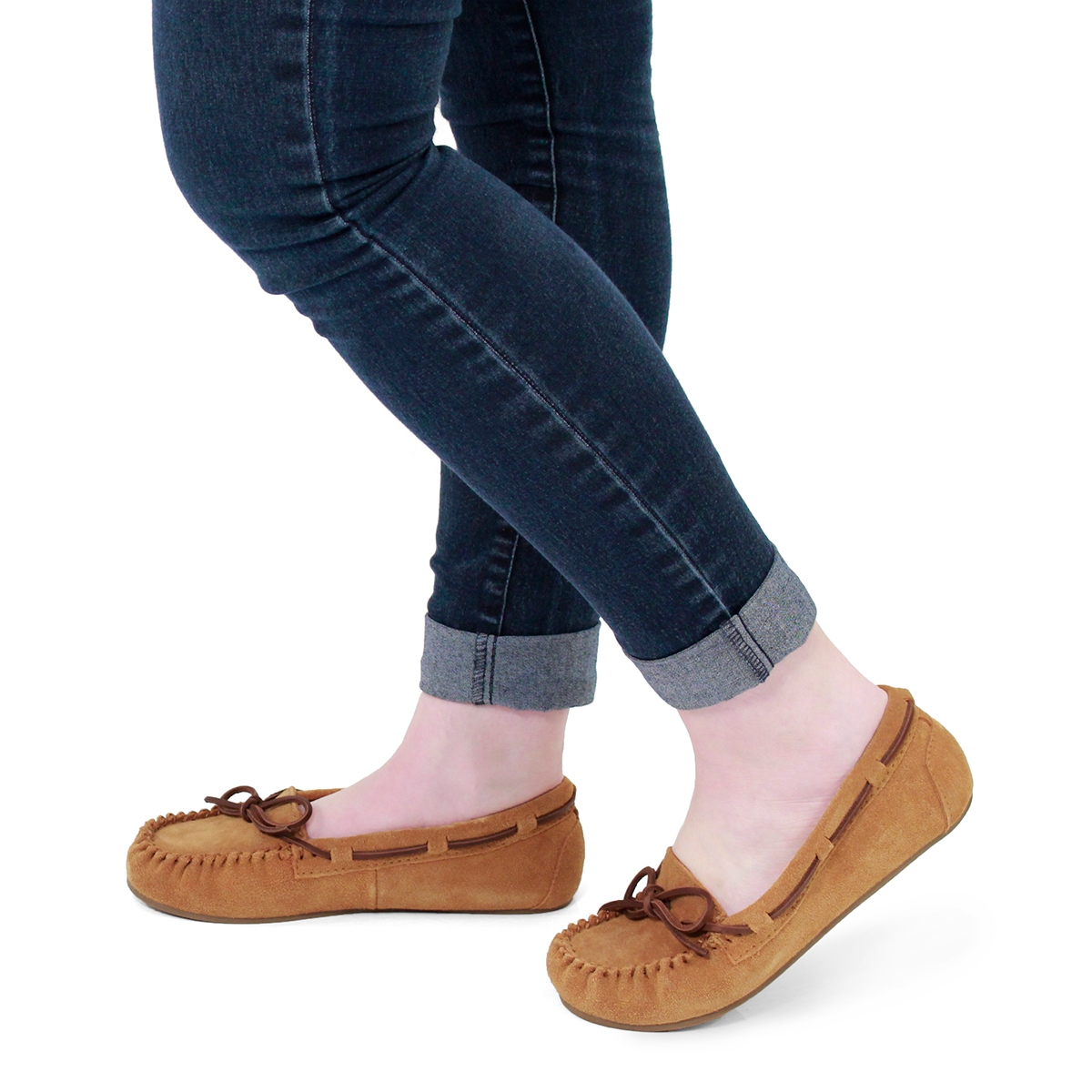 Lds Bae ches suede unlined ballerina moc
