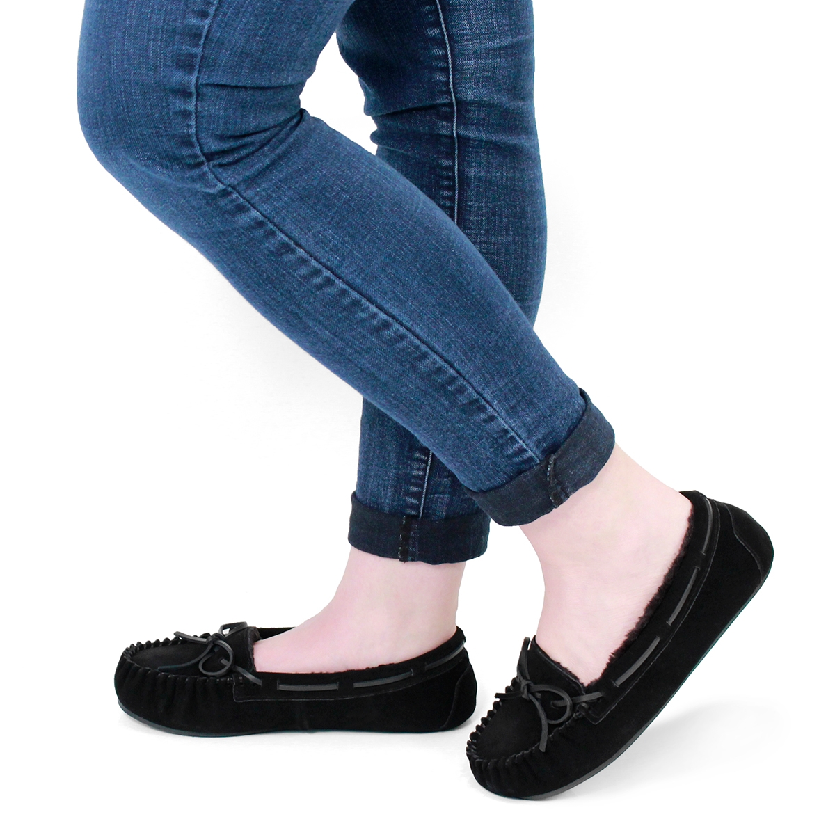 Lds Bali II black suede ballerina moc
