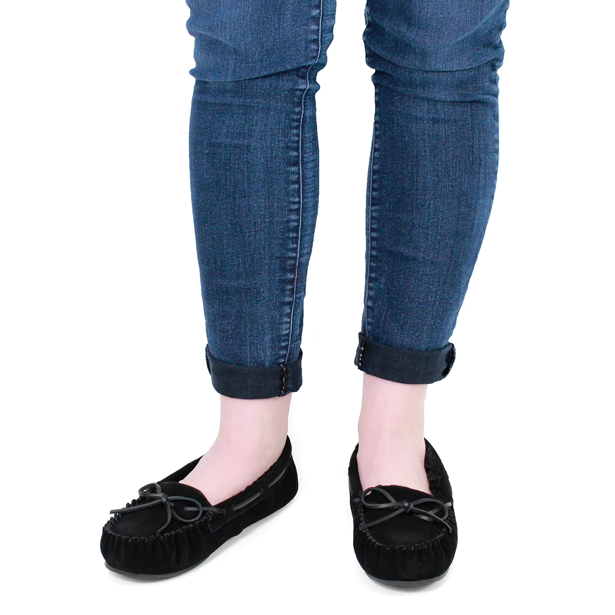 Lds Bali II black suede ballerina moc