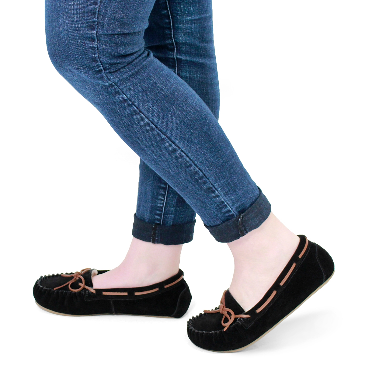 Lds Bali II blk suede ballerina moc