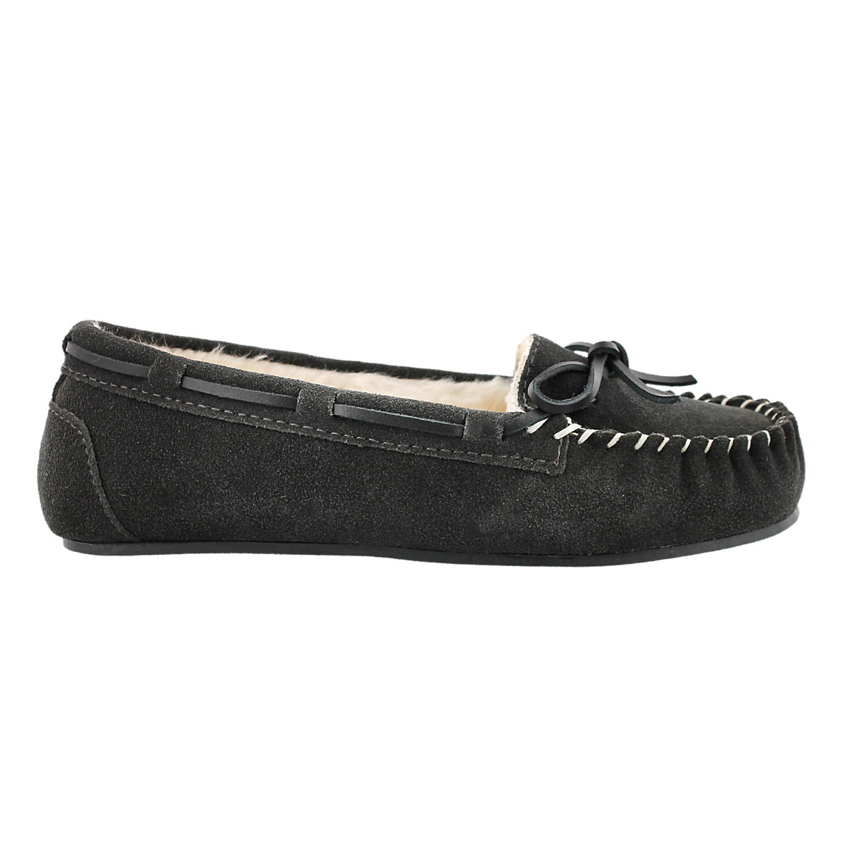 Lds Bali II charcoal suede ballerina moc