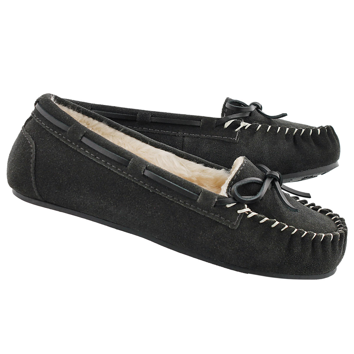 Lds Bali II charcoal suede ballerina moc