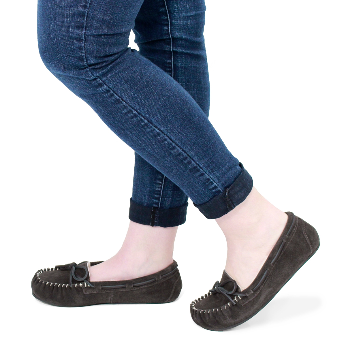 Lds Bali II charcoal suede ballerina moc