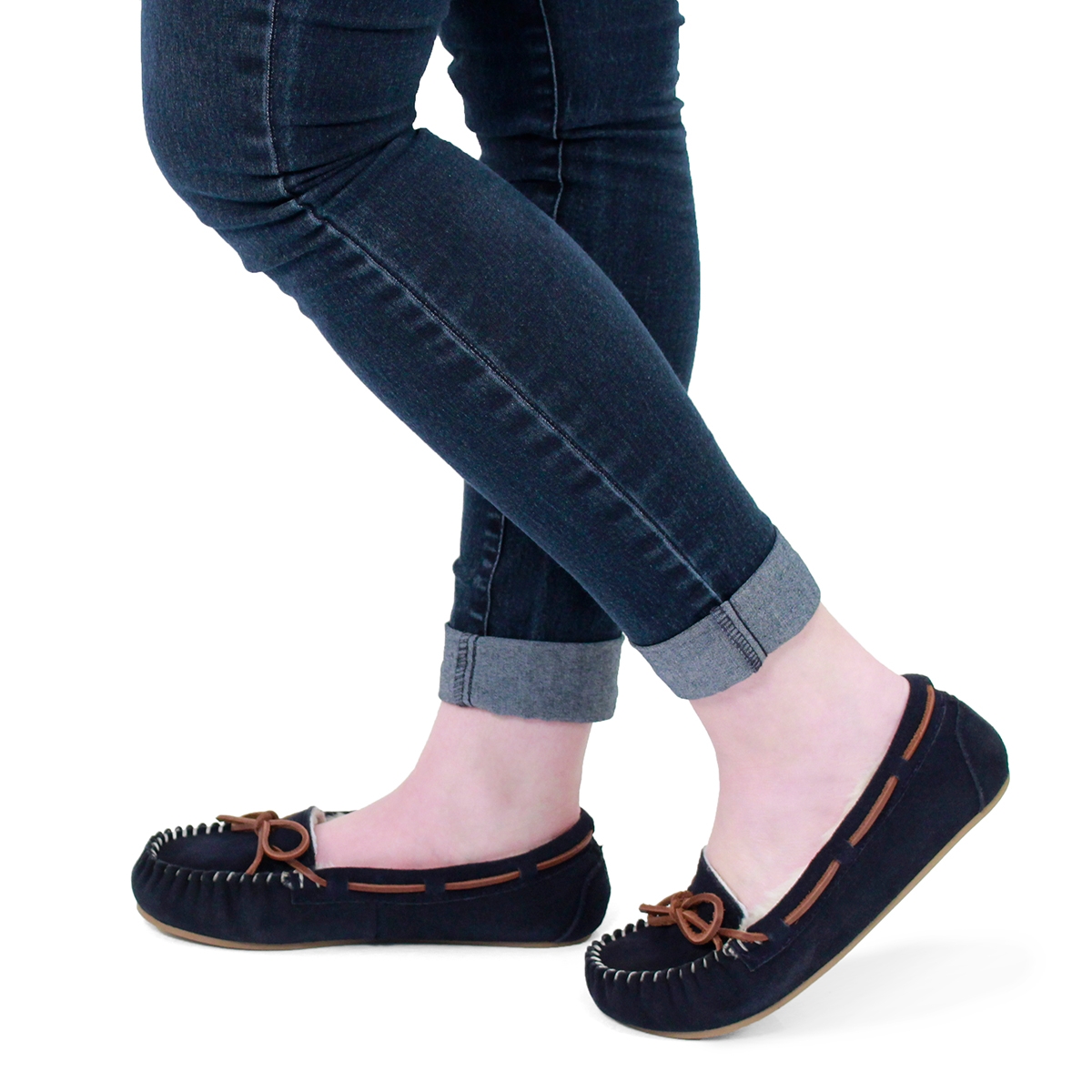 Lds Bali II navy suede ballerina moc