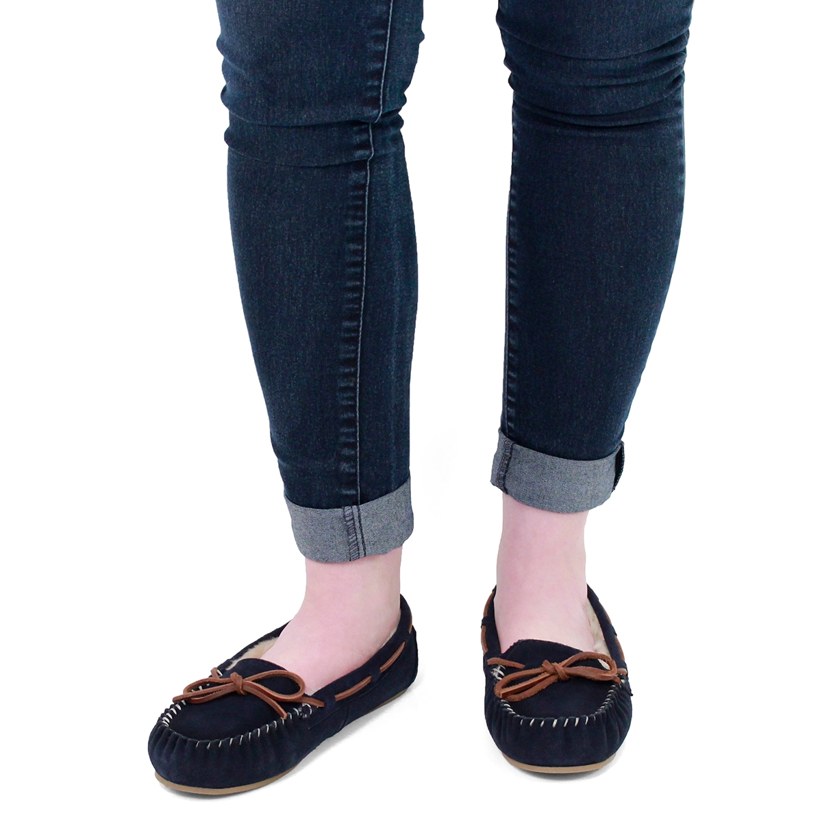 Lds Bali II navy suede ballerina moc