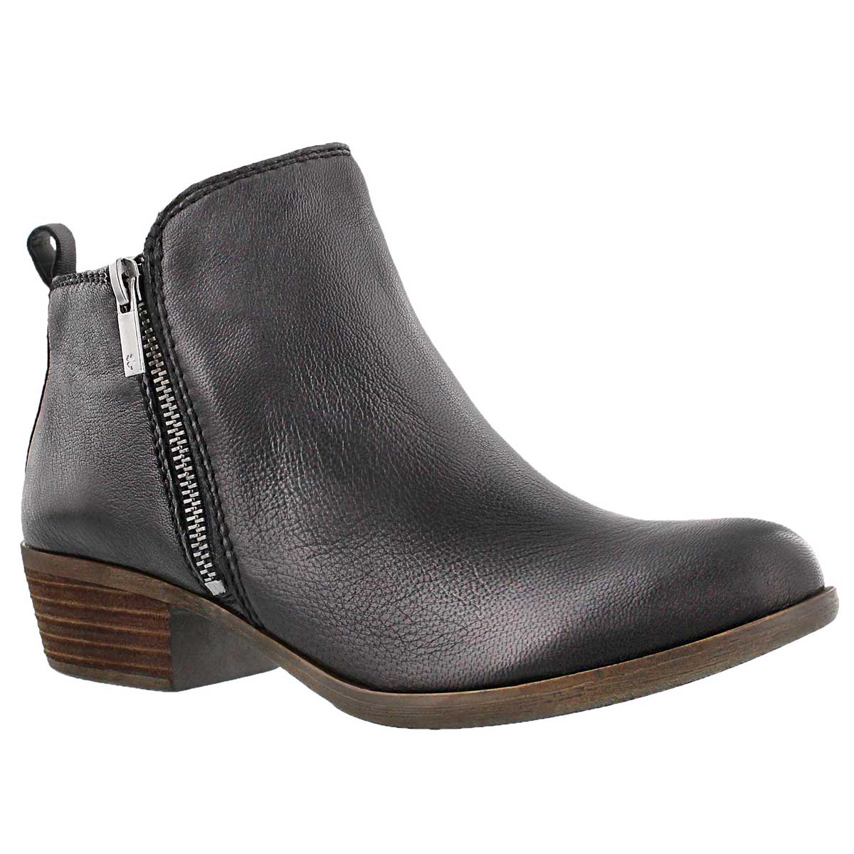 Women's BASEL black zip up casual booties