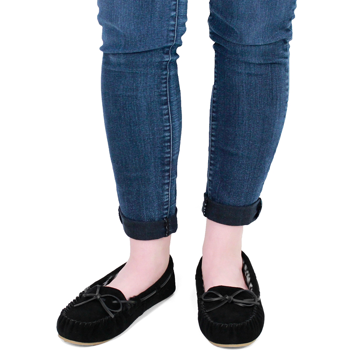 Lds Becky black suede ballerina moc