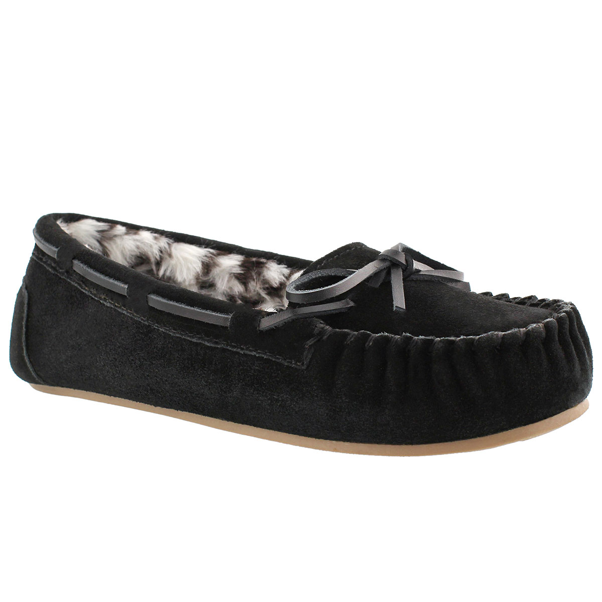 Lds Becky black suede ballerina moc