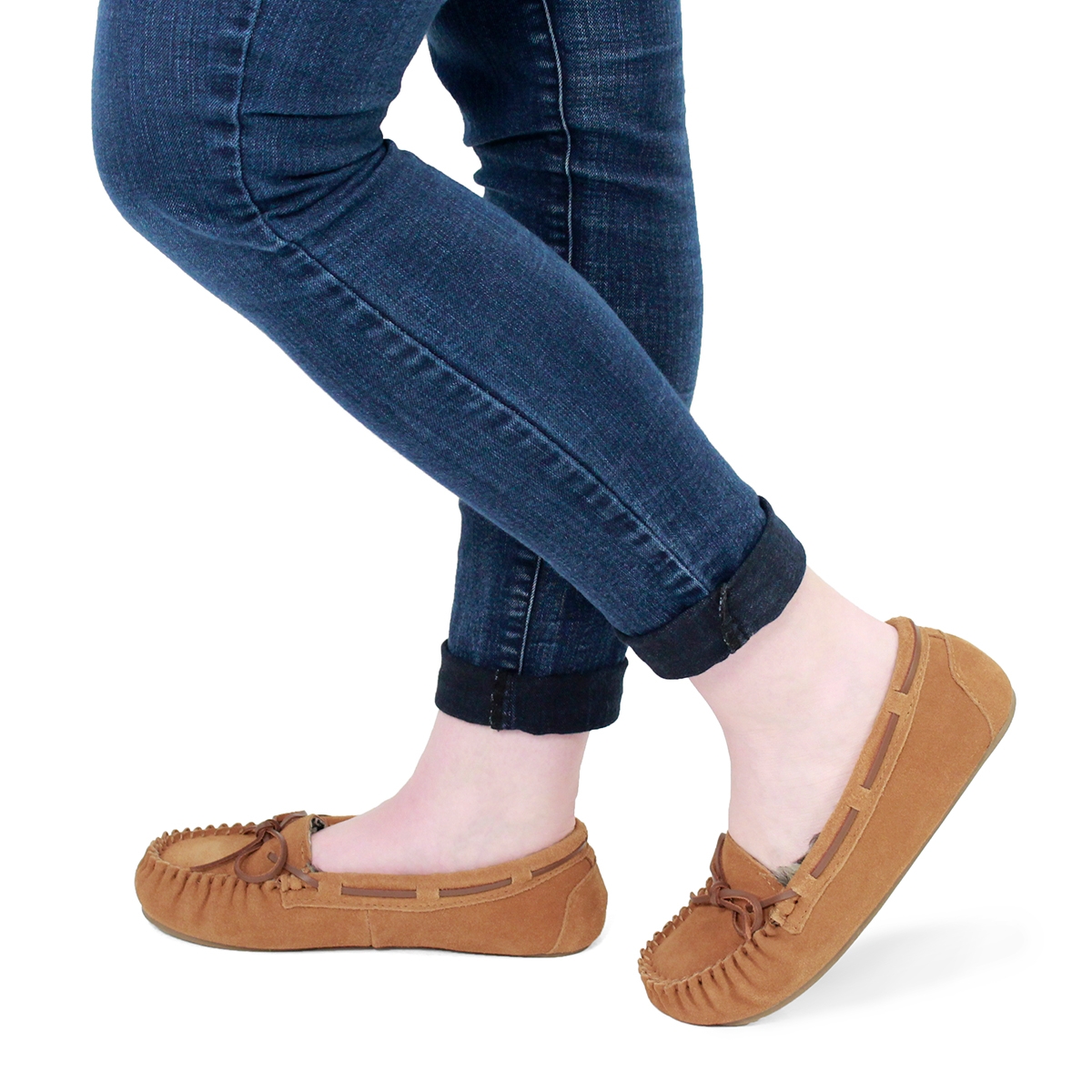 Lds Becky chestnut suede ballerina moc