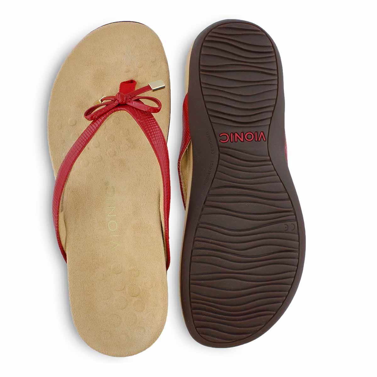 Vionic Women's Bella II Thong Sandal - Red | SoftMoc.com
