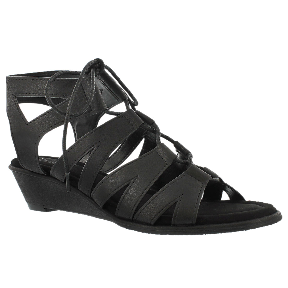 Women's BEYONCE black wedge gladiator sandals