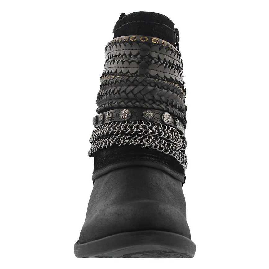 Lds Bizou blk zip up casual ankle boot
