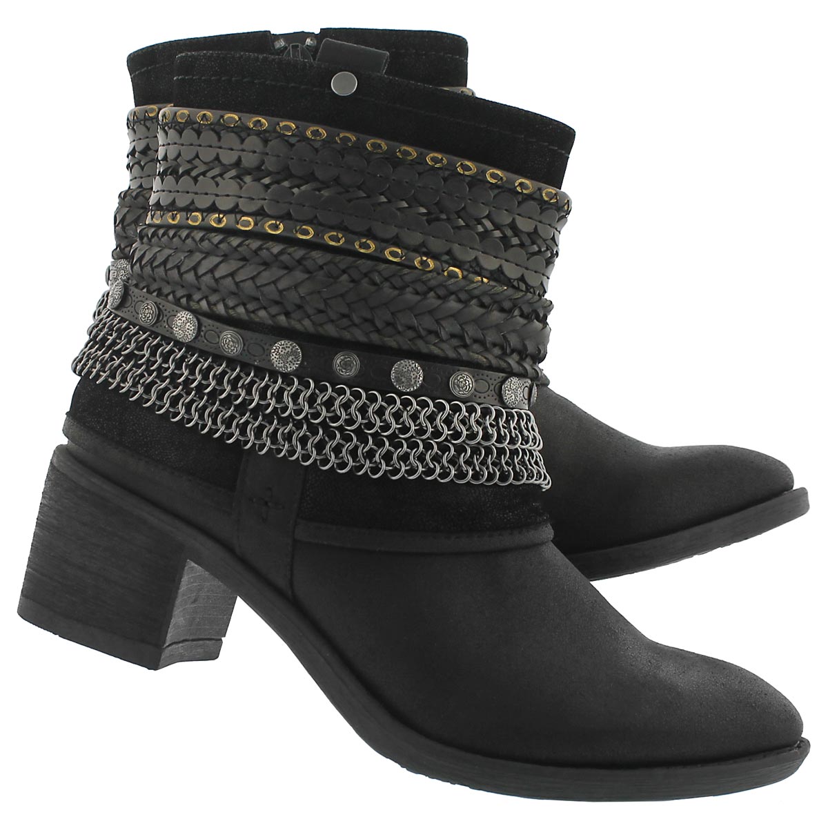 Lds Bizou blk zip up casual ankle boot
