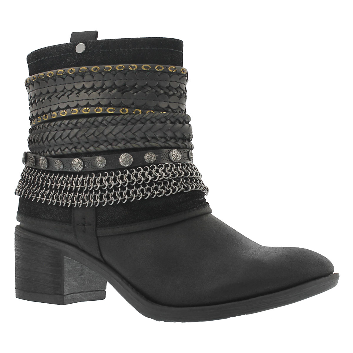 Lds Bizou blk zip up casual ankle boot