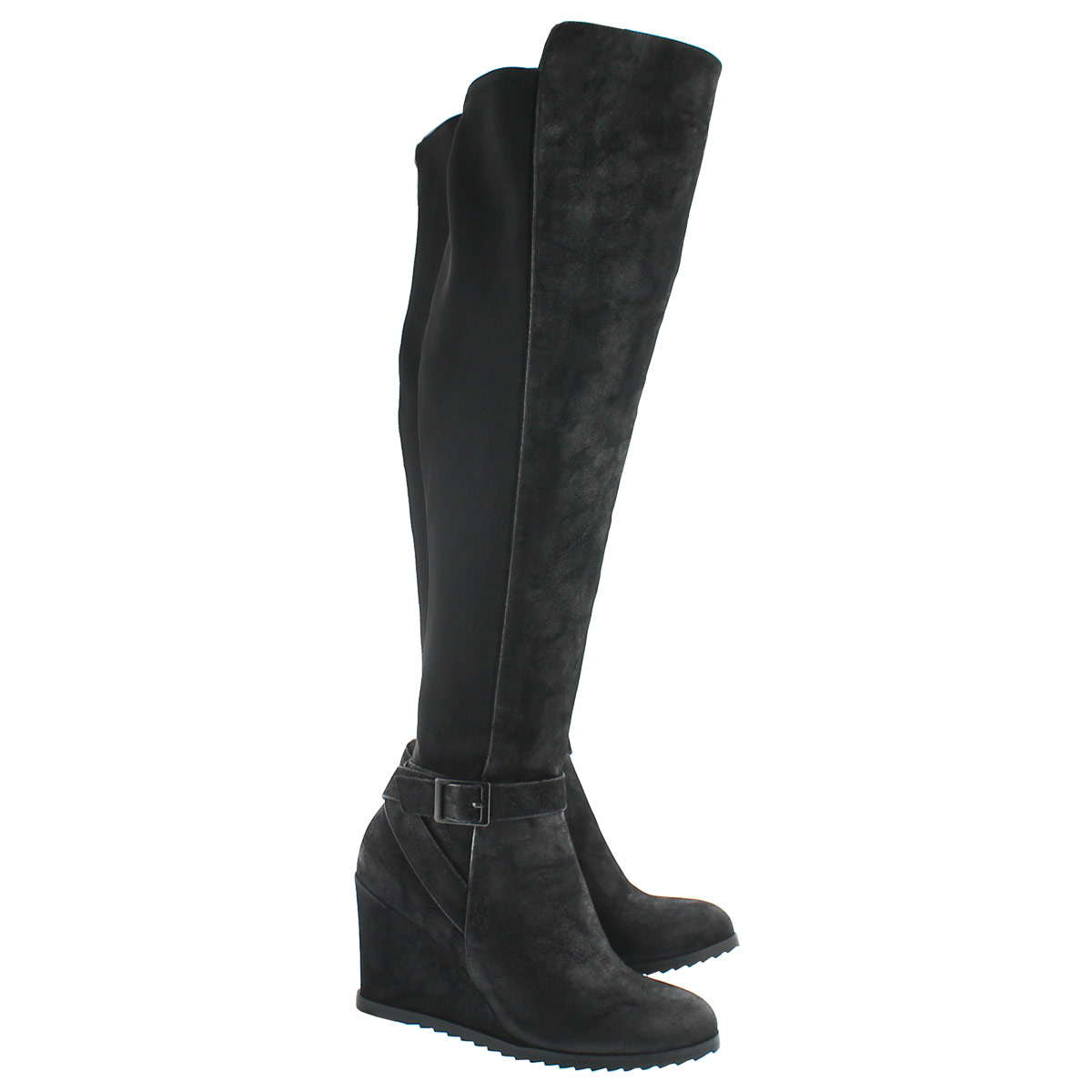Lds Blondie Hi blk wedge knee high boot