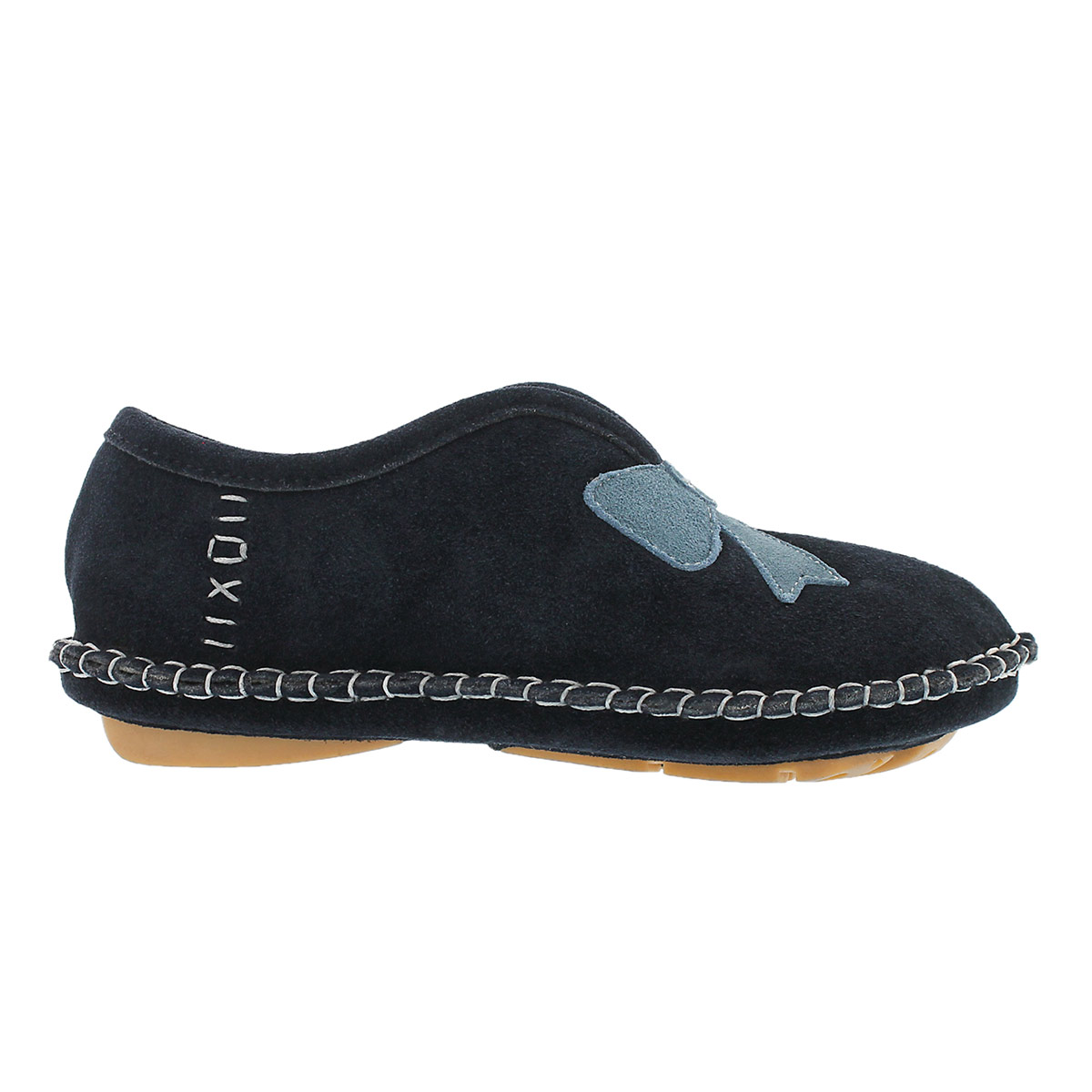 Lds Blossom navy closed back slipper