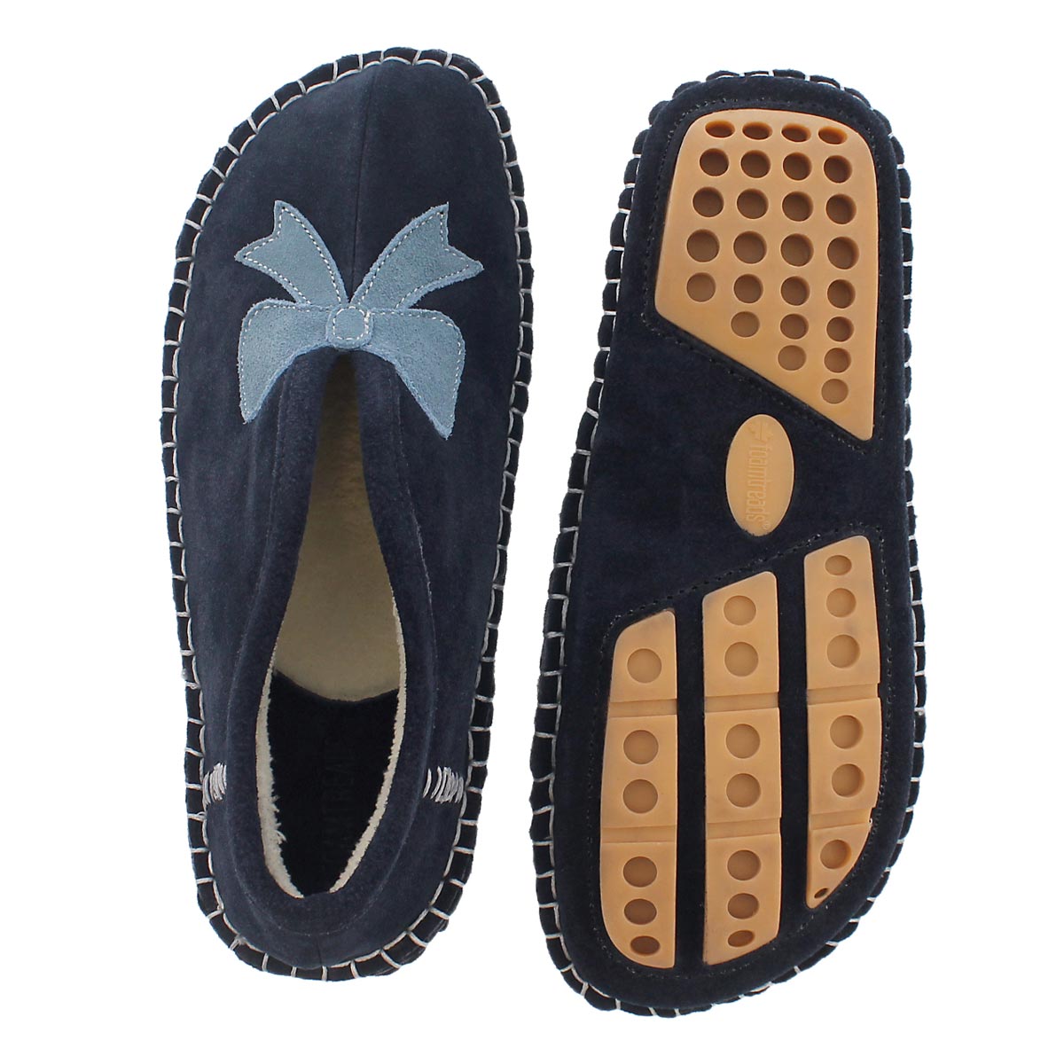 Lds Blossom navy closed back slipper