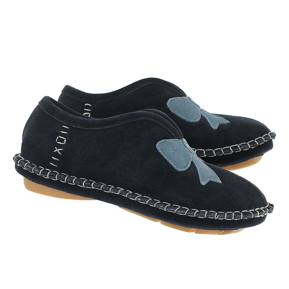 Lds Blossom navy closed back slipper