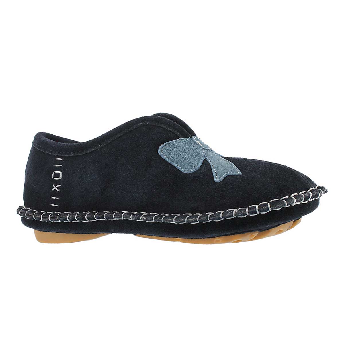 Lds Blossom navy closed back slipper
