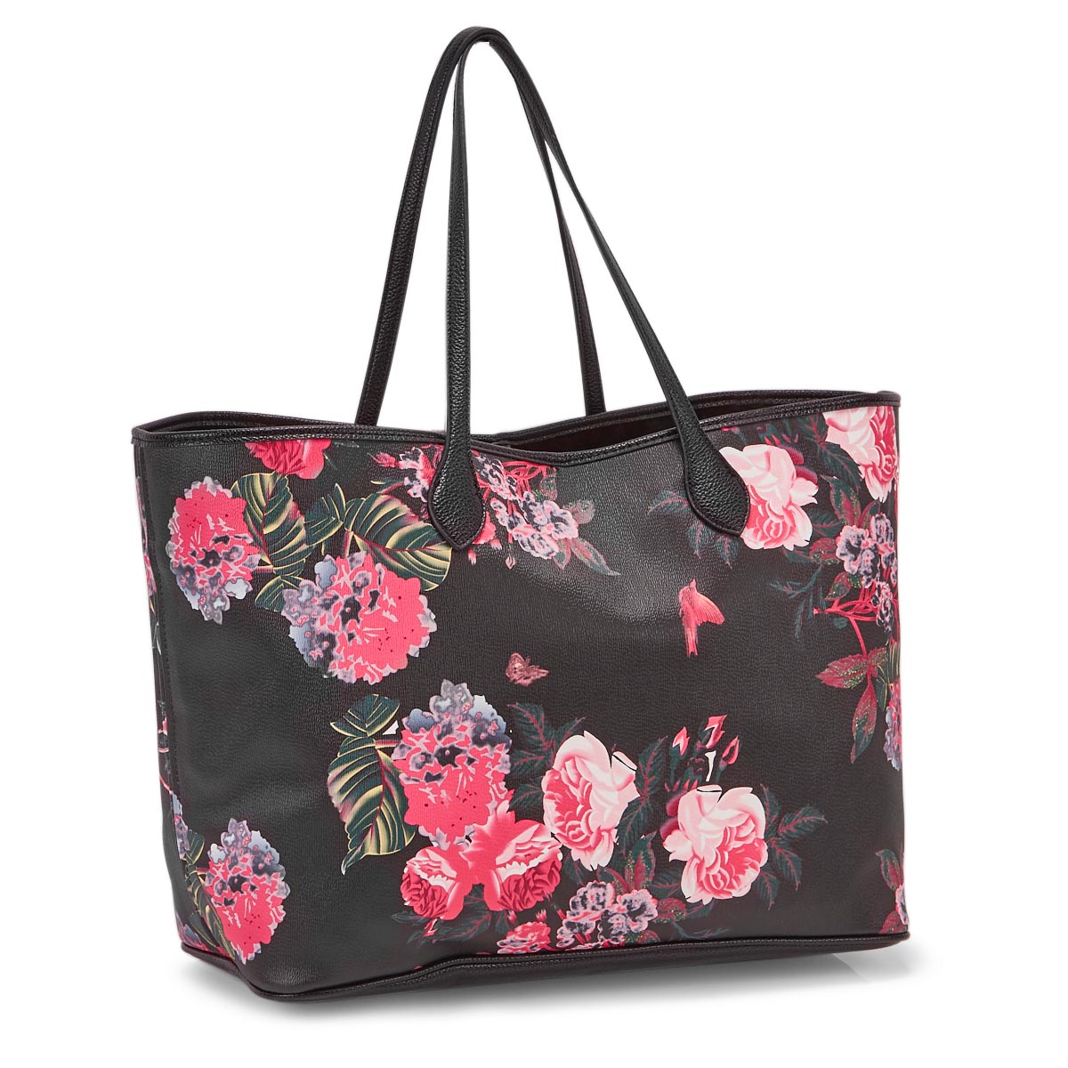 Lds BLuna blk/wht/floral tote bag