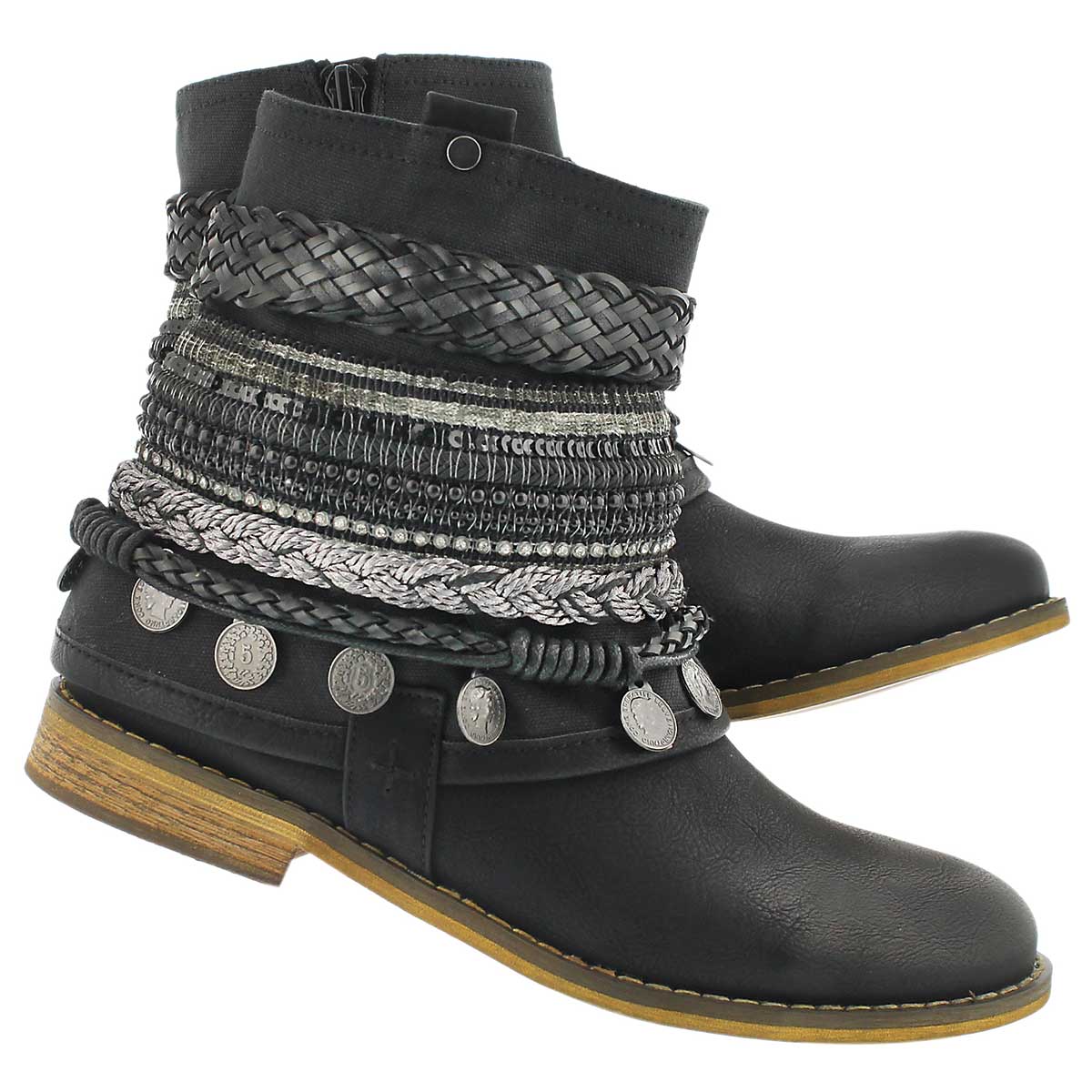 Lds Breanne black braided ankle boot