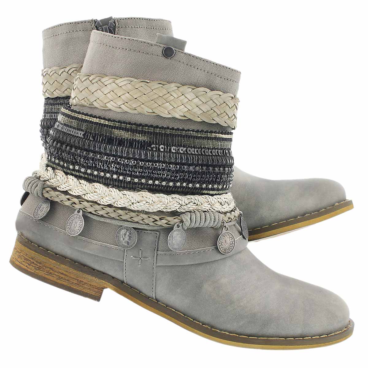 Lds Breanne grey braided ankle boot
