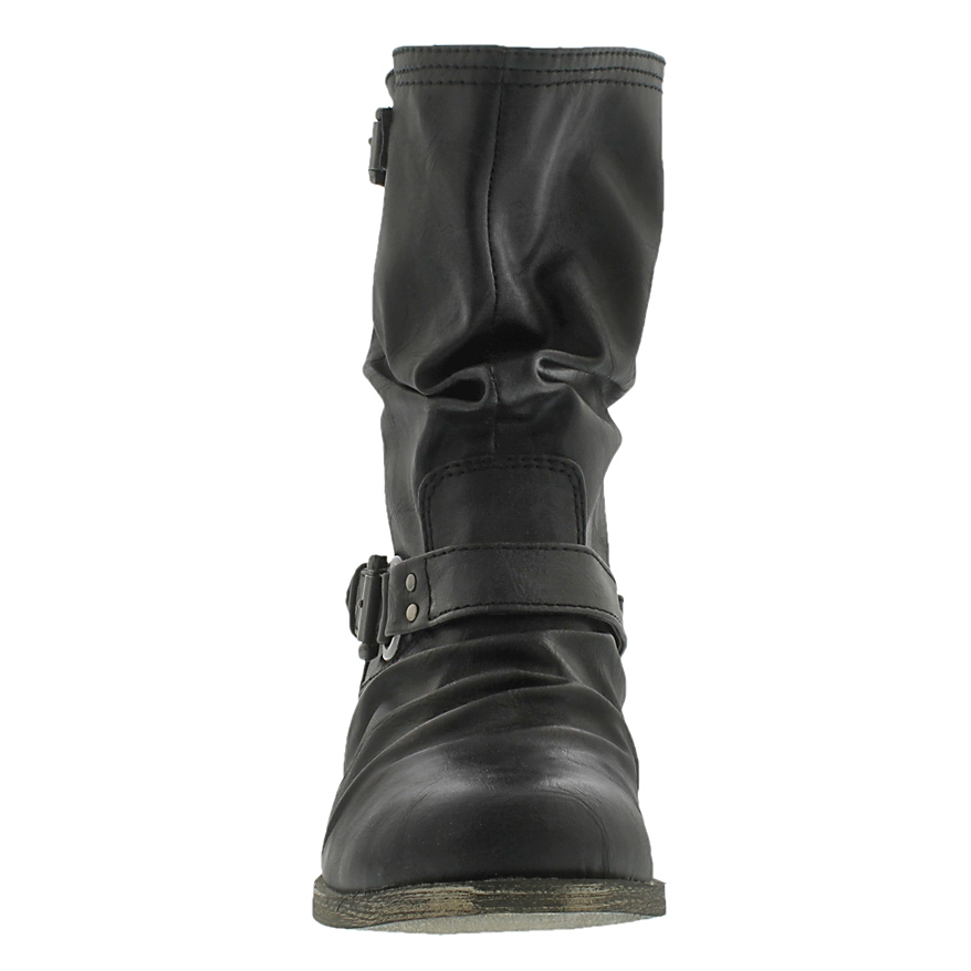 Lds Brietta black mid buckle boot