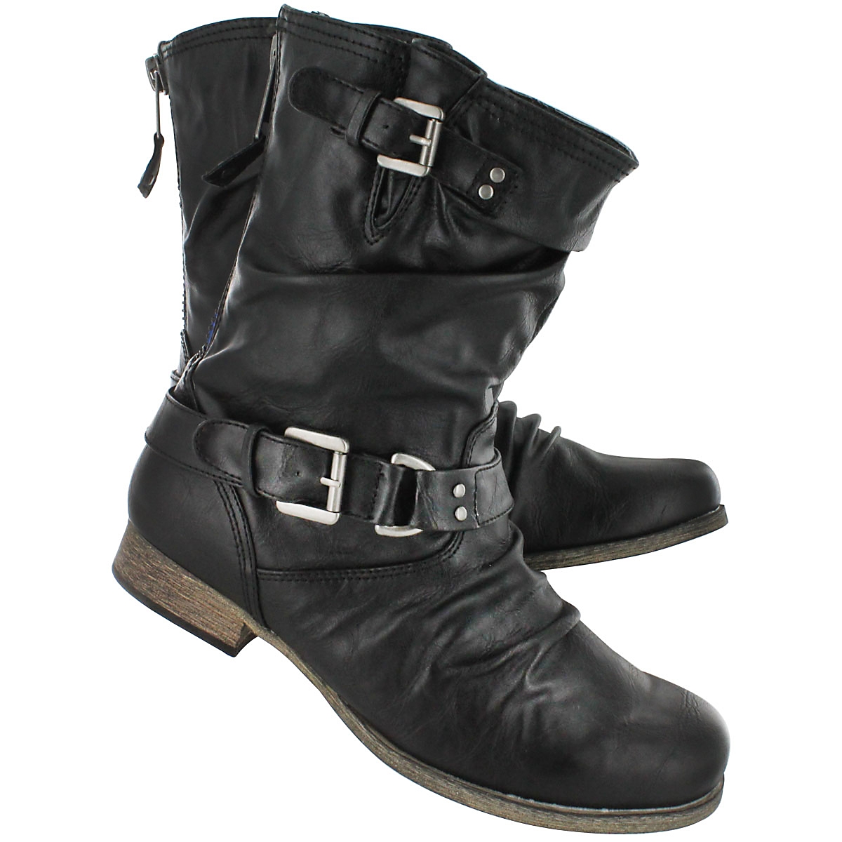 Lds Brietta black mid buckle boot