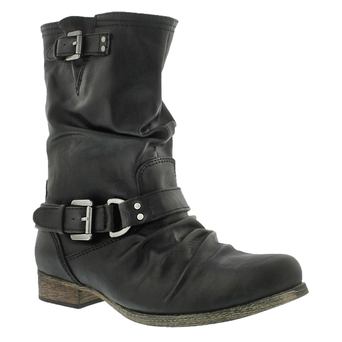 Lds Brietta black mid buckle boot