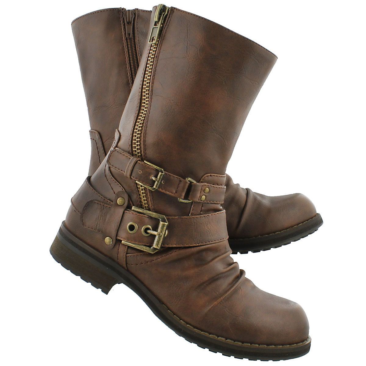 Lds Brietta II cognac mid buckle boot